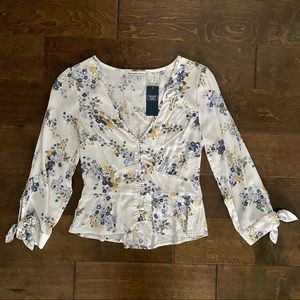 Abercrombie & Fitch Tie-Sleeve Blouse